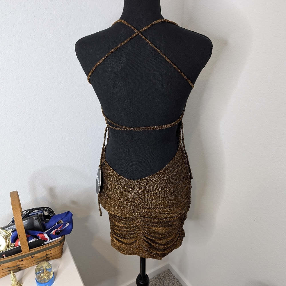 💘 Babyboo Fashion Bronze Sparkly Mini Dress - Picture 7 of 10